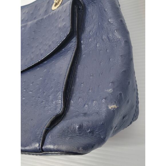 Kate Spade Elegant Halsey La Vita Blue Ostrich Cow Leather Tote Shoulder Bag‎ - Picture 11 of 16